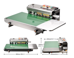 FR770 Paslanmaz Çelik Geniş Otomatik Isı Yalıtımlı Sürekli Bantlı Kapatıcı, Gıda Plastik Kağıt Poşetleri için Acil Durdurma Düğmeli - Product Image 2