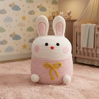 Panier de rangement en corde de coton rose mignon, deux pièces, écologique, pour jouets d'enfants et cosmétiques, organisateur d'objets divers