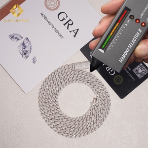 Chaîne cubaine en moissanite hip-hop de 8 mm, testée au diamant, en argent 925, chaîne cubaine en moissanite - Product Image 3