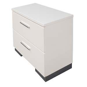 Lorimar White Nightstand With Chrome Legs 2 <b>Drawer</b> <b>Storage</b> <b>For</b> Bedroom - Product Image 2