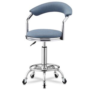 Silla de Barbero Rodante Ajustable, Tapizada en Rojo, Taburete de Salón con Base de Metal, Asiento para Estudio de Peluquería - Product Image 6