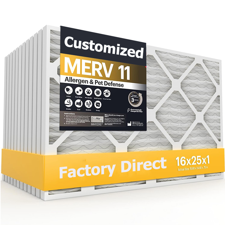 16x25x1 Merv 11 плиссированный сетчатый фильтр для печи переменного тока воздушный фильтр бумага промышленные фильтры кондиционера для дома
