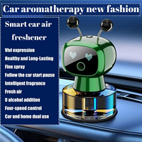 Diffuseur de parfum intelligent pour voiture en forme de robot mignon, rechargeable par USB, désodorisant créatif pour voiture avec écran LED pour porte-gobelet