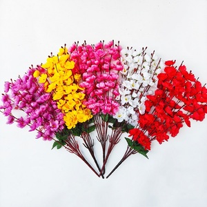 L en gros 7/9 fourchettes soie artificielle pêche arrangement floral mariage fond décoration faux pêche fleurs fleurs - Product Image 1
