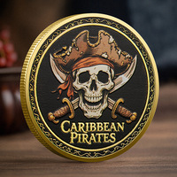 Pièce de monnaie pirate gravée sur mesure, design moderne, en zinc plaqué or et argent, objet de collection en métal pour carte, jeton ou cadeau