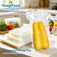 Sacs sous vide transparents personnalisés pour l'emballage des légumes et de la viande, avec impression personnalisée et scellage thermique