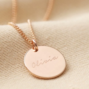 Wholesale Stainless Steel Custom <strong>Name</strong> Coin Disc Pendant Blank Engraved <strong>Monogram</strong> Jewelry Personalized <strong>Necklace</strong> Bead Chain - Product Image 5