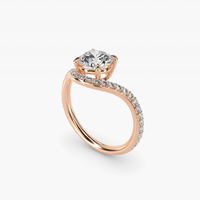 Bague de mariage solitaire pavée à tige fendue avec diamant de laboratoire taille ronde 2 carats en or massif 10K/14K/18K certifié IGI clarté VVS CVD/HPHT