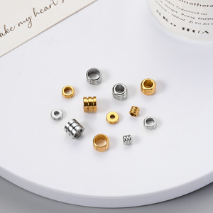 Triple Groove Spacer <b>Beads</b> <b>Large</b> Hole | PVD Gold Plated Stainless Steel Round Column Separator <b>Beads</b> for DIY Bracelet Necklace - Product Image 2