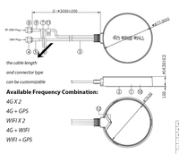 Antenne combinée GNSS MIMO personnalisable, résistante aux intempéries IP67, à montage adhésif, profil bas, IoT GPS L1 LoRa 868 MHz 915 MHz 2 en 1