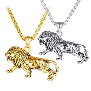 Hip-Hop Bijoux Hommes Personnalité En Acier Inoxydable Collier De Mode Pendentif Tête de Lion Pour Hommes Et Femmes