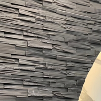 Panneau mural en pierre culturelle PU à grain de bois, panneau de revêtement empilé, imperméable et ignifuge pour mur intérieur