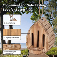 Maison pour abeilles masonnes Habitat Garden, forme goutte d'eau, en bois, avec mangeoire, suspendue, pour la reproduction naturelle des papillons