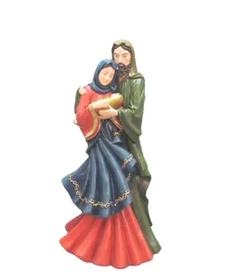 Özel el-boyalı reçine kutsal aile sanat din heykeli