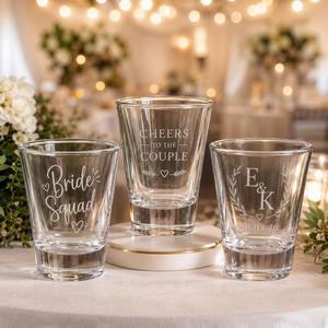 Verres à shot personnalisés avec logo, pour souvenir de mariage, base lourde, en gros, 1,5 oz, 2 oz, mini verres à whisky, tequila - Product Image 3