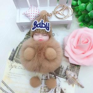 Phổ biến ngủ búp bê lông bóng mặt Dây Dễ Thương ngủ bé Búp bê thần tài Keychain đồ chơi sang trọng xe Keychain sang trọng Mặt dây chuyền - Product Image 4