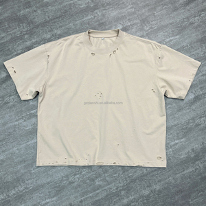 MAKITAPE T-shirt vintage en coton épais à col rond, coupe ample, style streetwear personnalisé, en molleton bouclette, effet vieilli, vierge - Product Image 1