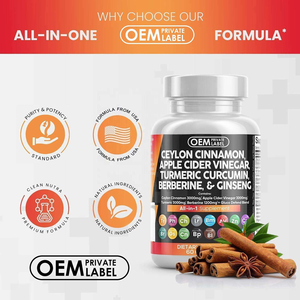 Groothandel Ceylon Kaneelcapsules Met Appelazijn, Kurkuma Curcumine Voor Volwassen Immuunondersteuning En Energieboost - Product Image 4