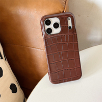 Étui de téléphone portable en cuir de style européen et américain, couleur unie, motif crocodile, pour iPhone