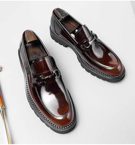 Zapatos de cuero casuales de negocios para hombre, recién lanzados, hechos a medida, con suela de goma gruesa impermeable - Product Image 6