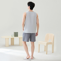 Ensemble de pyjama en tricot pour homme, débardeur et short, 100% polyester, séchage rapide, doux et confortable, vêtements de détente