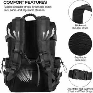 Sac à dos tactique 36-56L en nylon, système Molle, fermeture éclair, unisexe, bandoulière souple, poche pour bouteille d'eau, utilisation en extérieur - Product Image 4