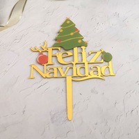 Décorations de gâteaux en acrylique espagnoles « Joyeux Noël » et « Feliz Navidad », fournitures de décoration de gâteaux, décoration de cupcakes