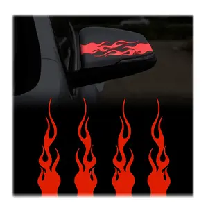 2-teiliger auto-flamme-reflektierender aufkleber für auto-flamme rennsport gestreift vinyl wasserdicht abziehbild dekoration
