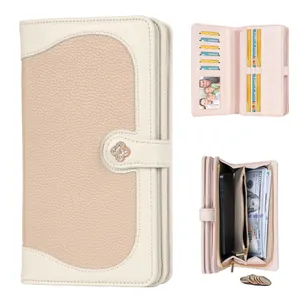 Customized Luxury Women's Leather Wallet Large Capacity RFID Closed Zipper Wallet Portable Handheld Travel Wallet