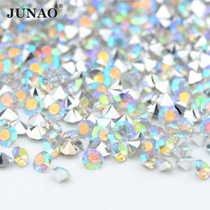 Junao พลอยเทียมเรซิน SS28คริสตัล AB เพชรพลอยเทียม SS8 SS7สำหรับ SS10เสื้อผ้า - Product Image 1