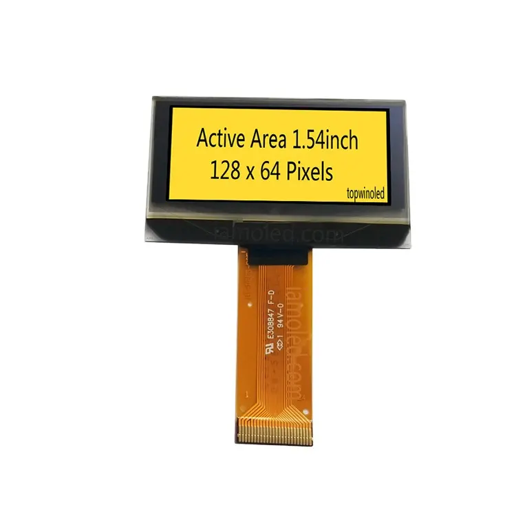 High Performance 1.54 Inch Yellow 24pin Oled Monitor Ssd1305 OLE9M0072 With I2C SPI Parallel Interface Support Customization