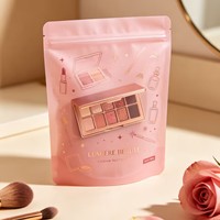 Pochette verticale noire mate à marque privée avec fenêtre transparente personnalisée et trou de suspension refermable pour emballage cosmétique de palette de fards à paupières