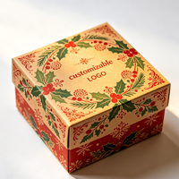 Boîte d'emballage rétro en forme de sapin d'hiver, deux pièces, impression couleur personnalisée pour décorations de Noël en céramique, petit coffret cadeau pour la maison