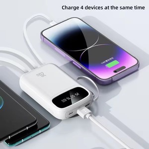 การปรับแต่งเครื่องชาร์จแบบพกพา 10000mah มินิพาวเวอร์แบงค์ชาร์จเร็วพร้อมจอแสดงผล LED สายเคเบิลในตัว Powerbank สําหรับโทรศัพท์ - Product Image 5