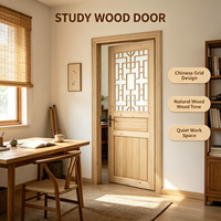 Unpainted Solid Pine Lattice Door Plain Timber Door Slab for Apartment Living Room Interior Decoration