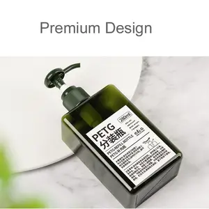 Empty clear green square rectangle PET plastic 100ml 150ml 250ml 280ml 450ml 650ml travel set lotion amber bottle plastic 100ml