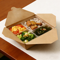 Boîtes alimentaires jetables biodégradables en papier kraft personnalisées pour les restaurants de sushis et de nouilles