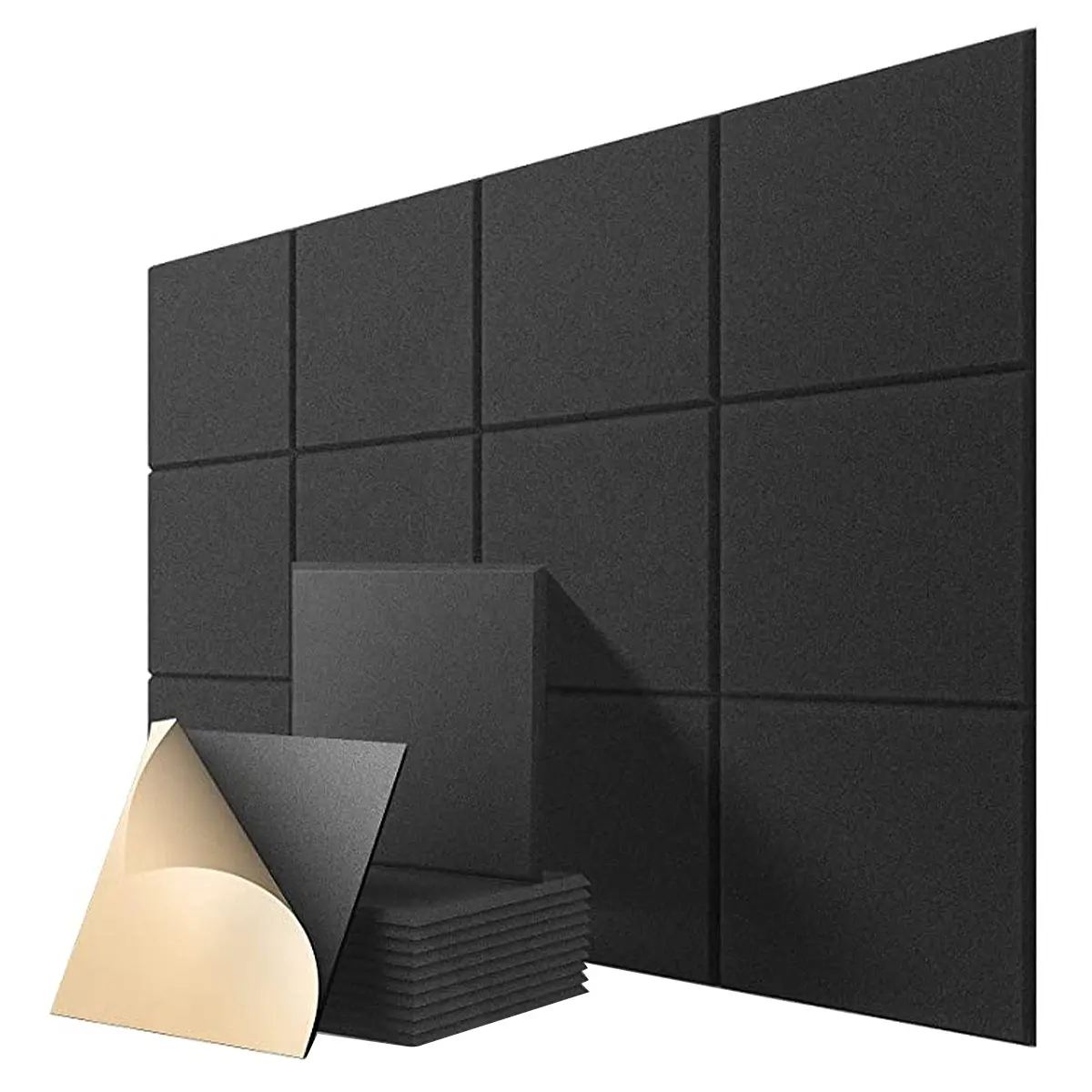 Self-adhesive Polyester Fiber Sound-Absorbing Panel Decorative 12''*12'' Felt Soundproof Acoustic Panels For Wall
