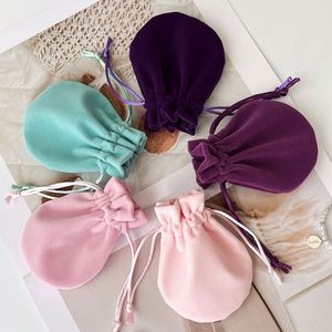 Pochette cadeau en flanelle violette, sac à cordon en velours, emballage cadeau pour bijoux, rangement pour produits de soin, sac de voyage, logo imprimable - Product Image 3