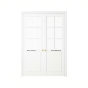 Porte double à battants en verre transparent 24x80 po, design intérieur moderne, cœur plein, préfini, panneau unique - Product Image 3