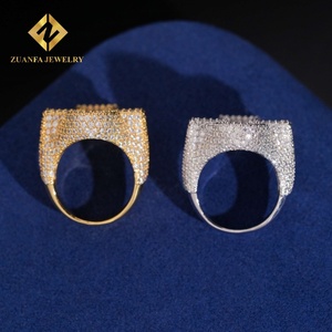 Anillo de Lujo Estilo Cruz de Jesús con Incrustaciones de Diamantes de Imitación, Chapado en Oro sobre Plata 925, Moissanita VVS, Estilo Rapero Hip Hop - Product Image 6