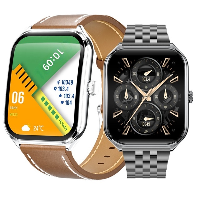 MT61 Smartwatch 1.96-inch AMOLED Display for Calling Slim Fitness Health Tracker Life Waterproof Magnetic Charging Unisex Metal