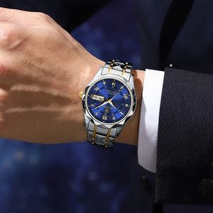 POEDAGAR, recién llegados, relojes de lujo a la moda para hombres, reloj de pulsera de acero inoxidable, relojes de cuarzo luminosos impermeables para hombres - Product Image 4
