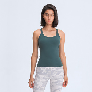 Débardeur blanc serré femmes Yoga Lulu Spandex haut débardeur pour femme Yoga - Product Image 1