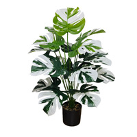 Yopin-6120 Vente en gros de feuilles de Monstera artificielles vertes, plantes vertes en pot pour la décoration de la maison