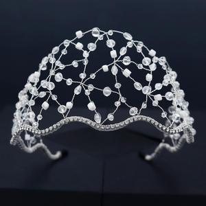 Bandeaux de cheveux tricotés à la main <span class=keywords><strong>filet</strong></span> de tête accessoires de cheveux femme mariée bandeau en maille - Product Image 4