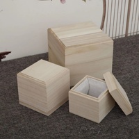Boîte de rangement en bois de pin avec couvercle coulissant carré simple, boîte cadeau, boîte à thé, collection de porcelaine, emballage en verre