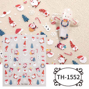 Autocollants pour ongles en papier 3D autocollants non toxiques pour Halloween, motifs multicolores (flocon <span class=keywords><strong>de</strong></span> neige/Père Noël/cloche) |   Étanche, application facile - Product Image 4