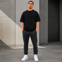 Ensembles décontractés d'été à manches courtes en coton tricoté 100% uni teint, 280 grammes, anti-plis, de haute qualité, coupe oversize pour hommes et femmes