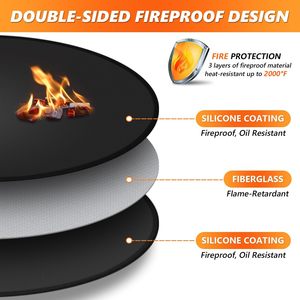 Alfombrilla Protectora Redonda para Fogatas de 36 Pulgadas, Resistente al Fuego, para Debajo de la Parrilla, de Doble Cara, Resistente al Calor, para Barbacoa - Product Image 3
